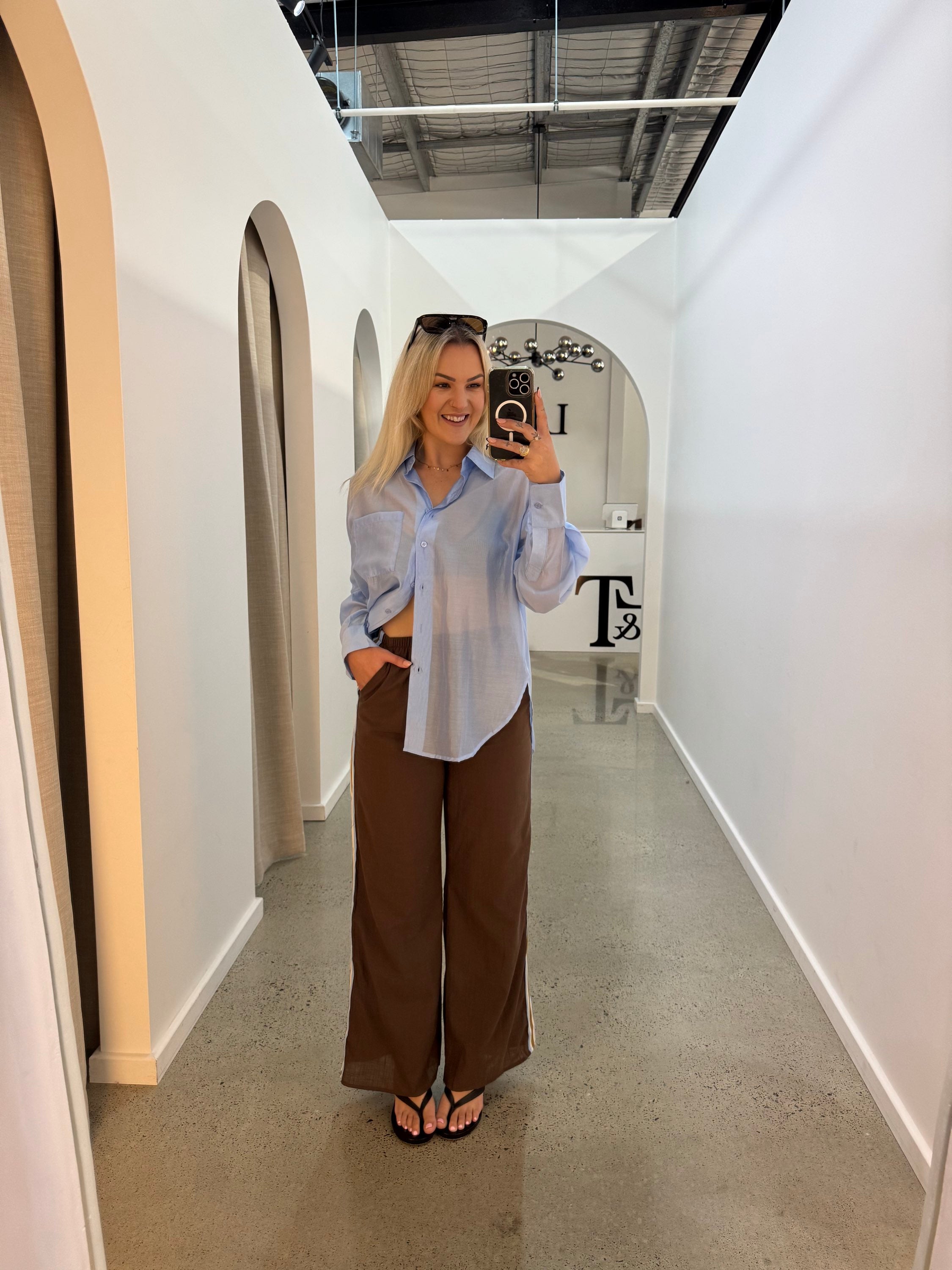 BY FRANKIE / CHOCOLATE BLUE RACER STRIPE PANT / 987-2