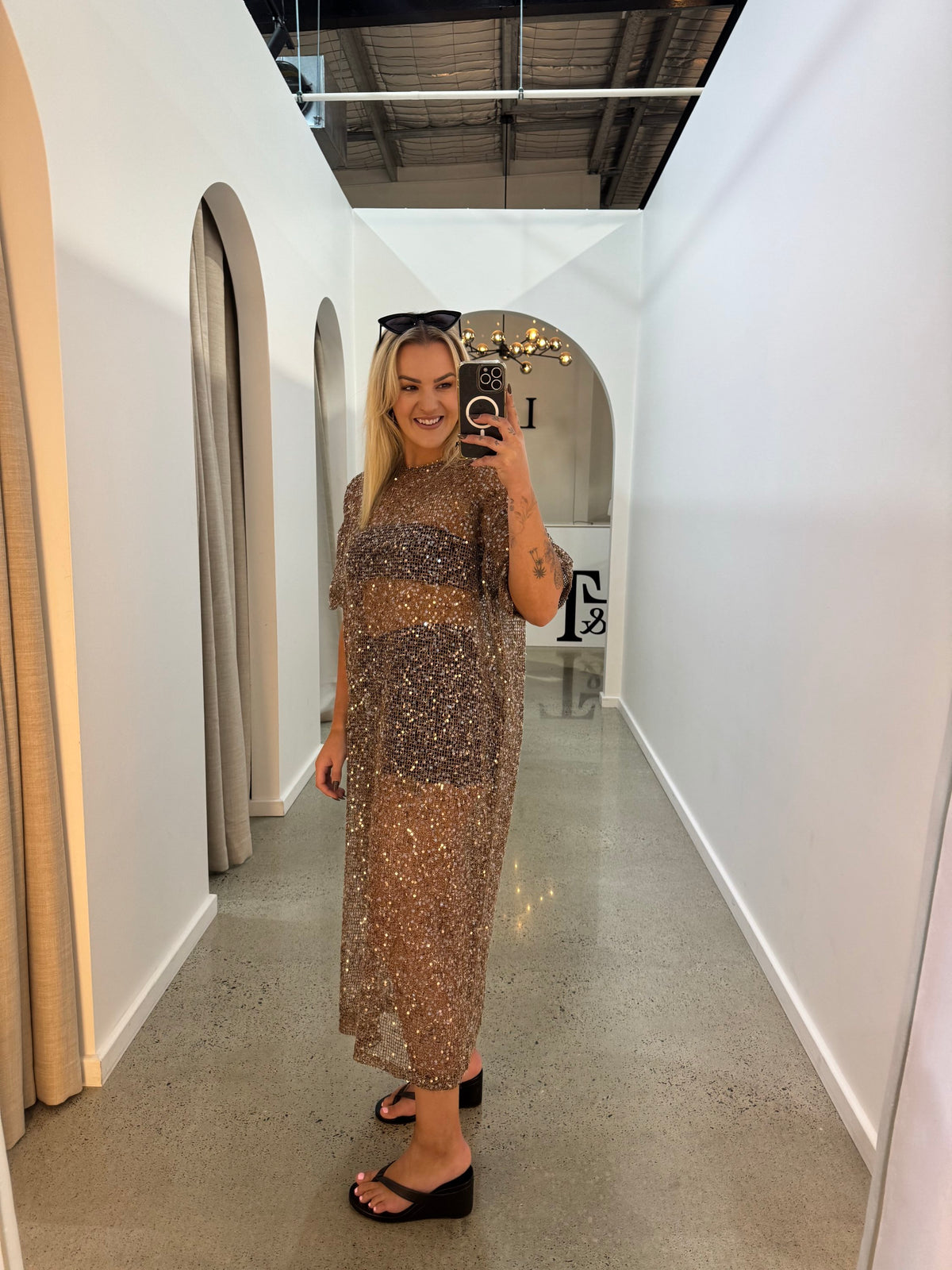 BY FRANKIE / MOCHA SEQUIN DRESS / 699-1