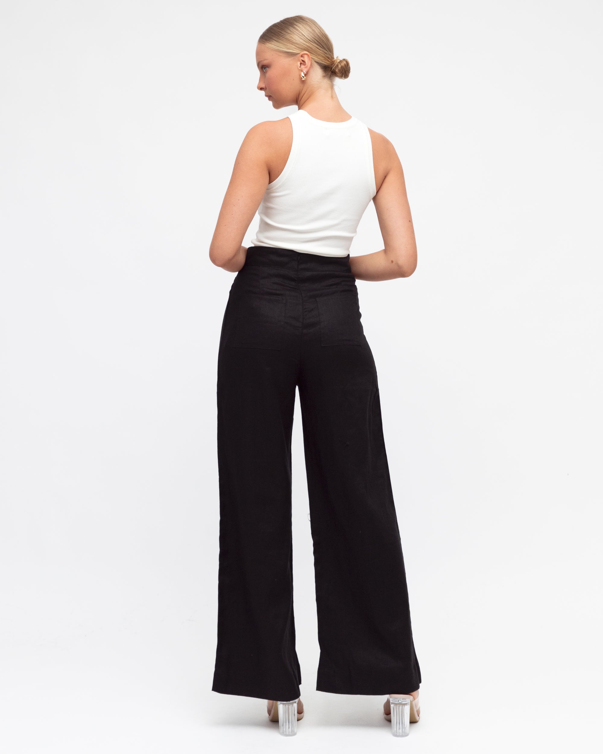 WHITE CLOSET / FLIP LINEN PANT / BLACK