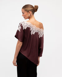WHITE CLOSET / LIBERTY LACE SATIN TOP / WINE / TF11809
