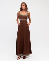 WHITE CLOSET / ATHENA MAXI DRESS / CHOCOLATE / TFE10853-2