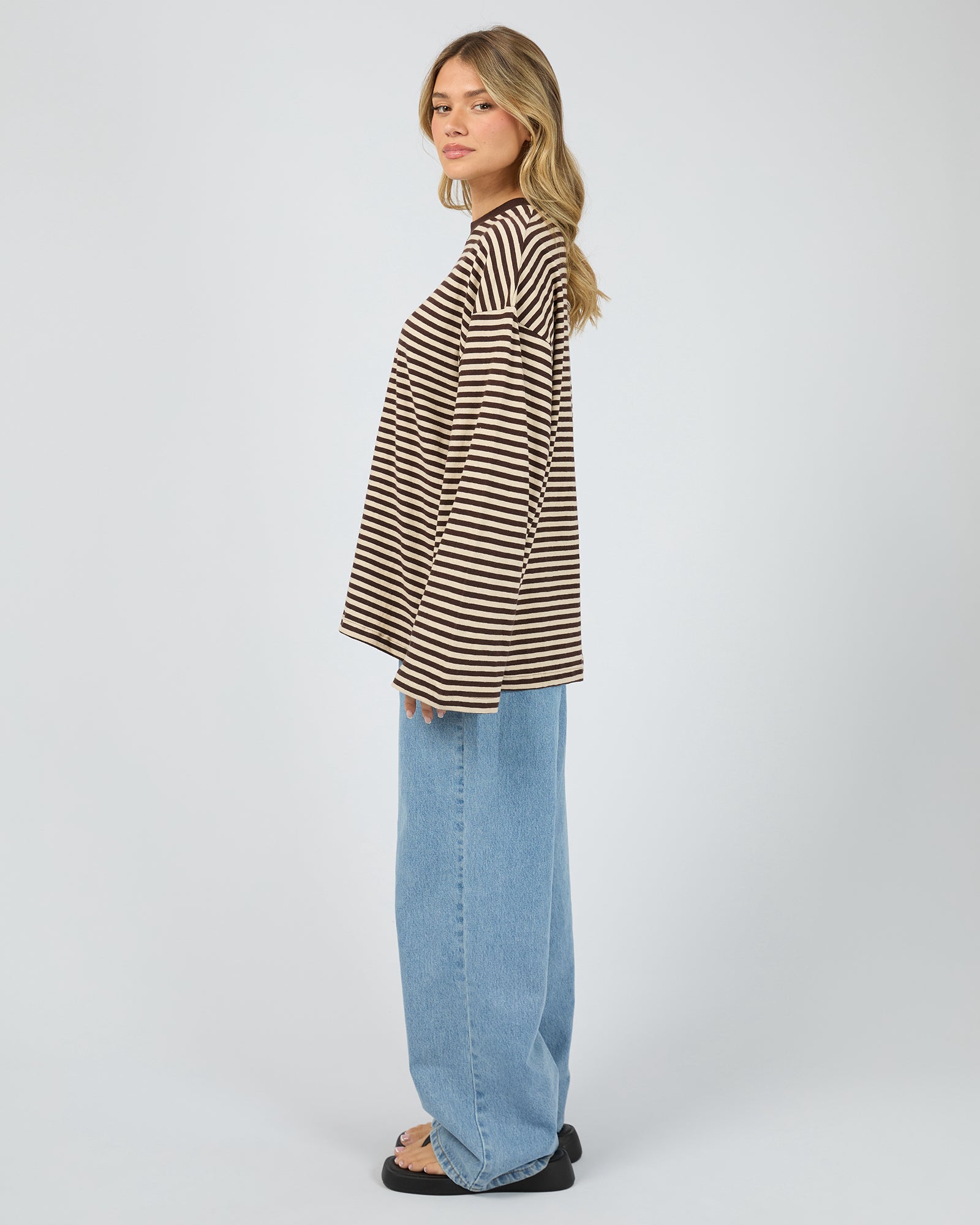 ALL ABOUT EVE / PALOMA LS STRIPE TEE / BROWN / 6479081