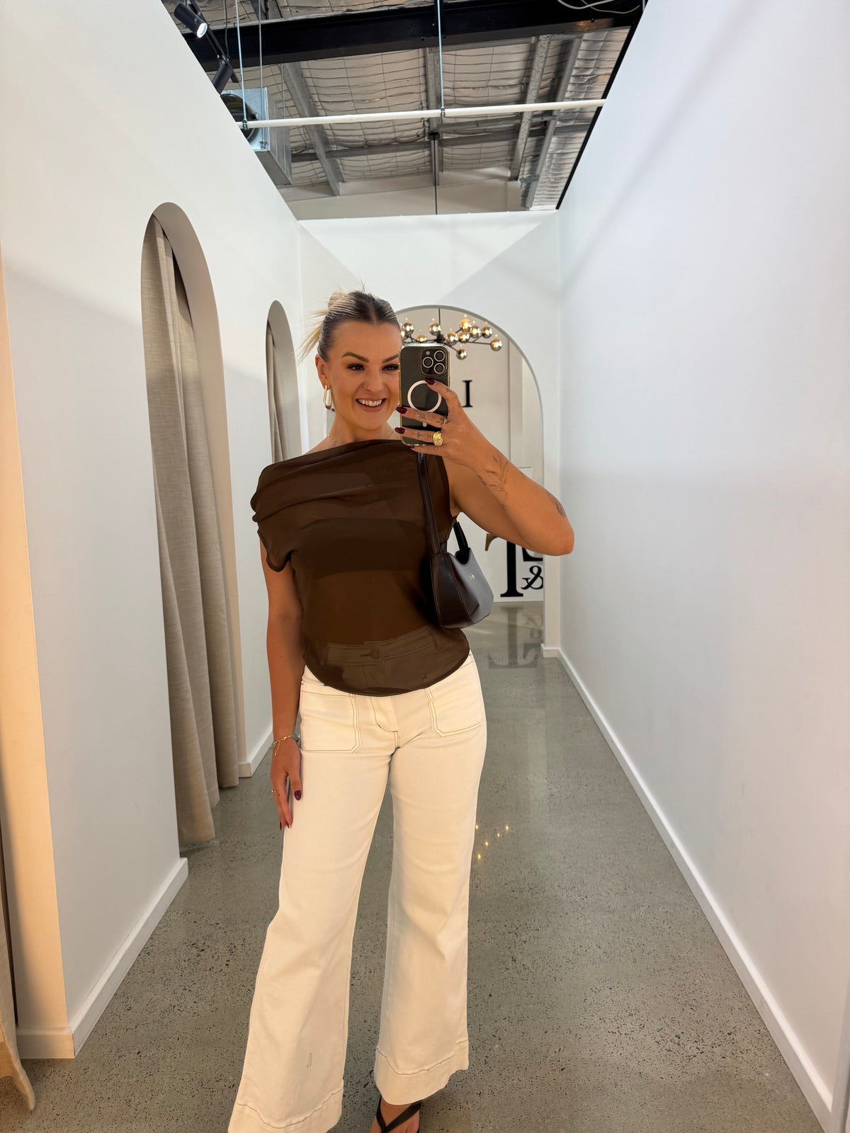 BY FRANKIE / CHOCOLATE SHEER OFF SHOULDER / 718-2
