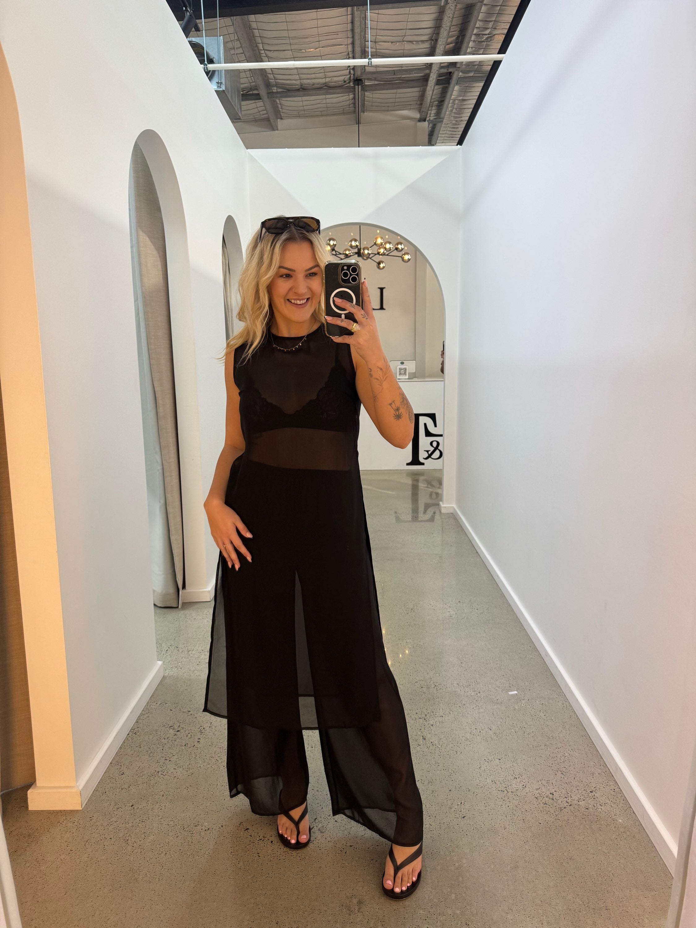 BY FRANKIE / BLACK SHEER PANTS / 157-1