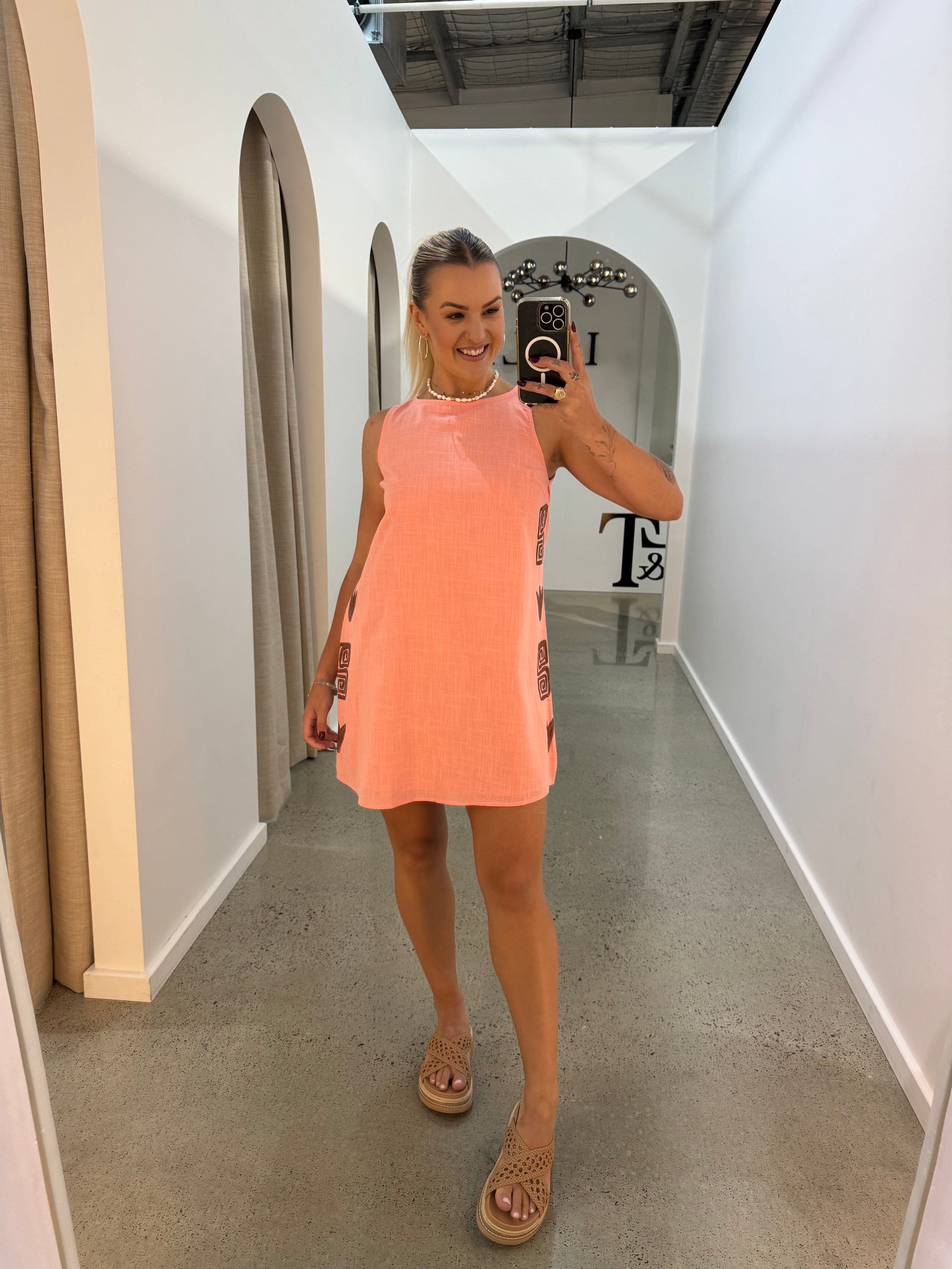 BY FRANKIE / PEACH CHOC SIDE PANEL SHIT DRESS / 144-12