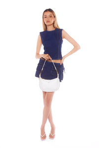 PETA+ JAIN / ORACLE STUD  SHOULD BAG / WHITE CRINKLE/ GOLD