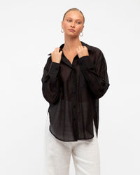 WHITE CLOSET / BLACK SHEER SHIRT / TF10475-16