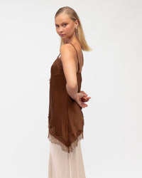 WHITE CLOSET / ASYM LACE TOP / CHOCOLATE / TF11401