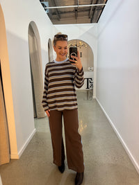 BY FRANKIE / CHOCOLATE - BLUE STRIPE TOP / 981-1