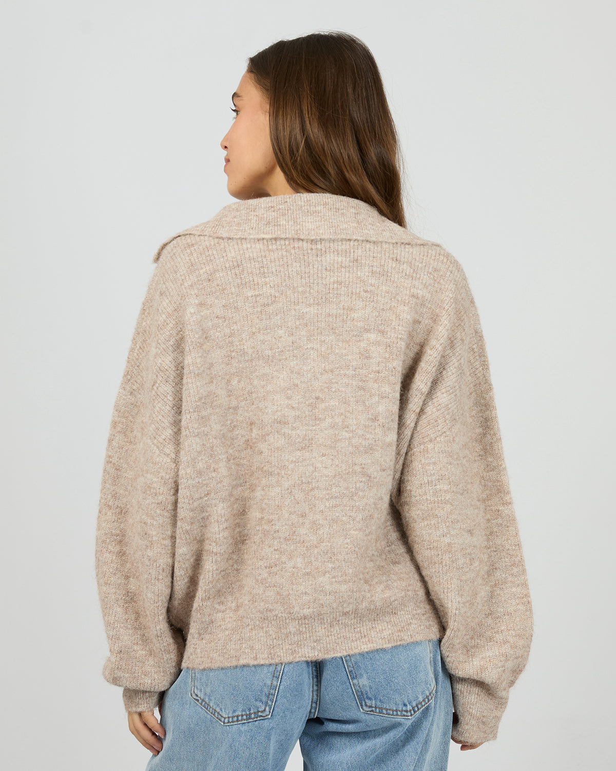 SILENT THEORY / BONNI KNIT 1/4 ZIP JUMPER / 6077112.BRWN