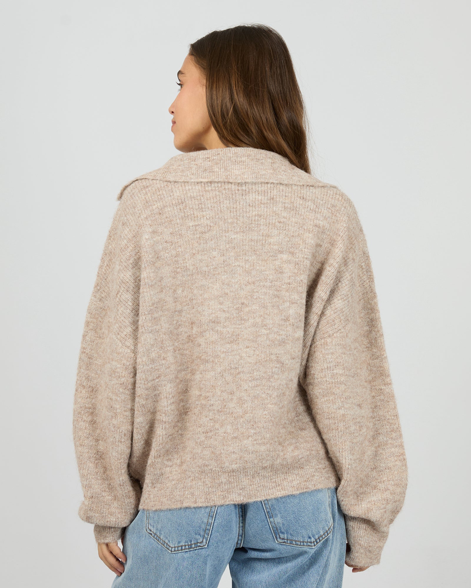 SILENT THEORY / BONNI KNIT 1/4 ZIP JUMPER / 6077112.BRWN