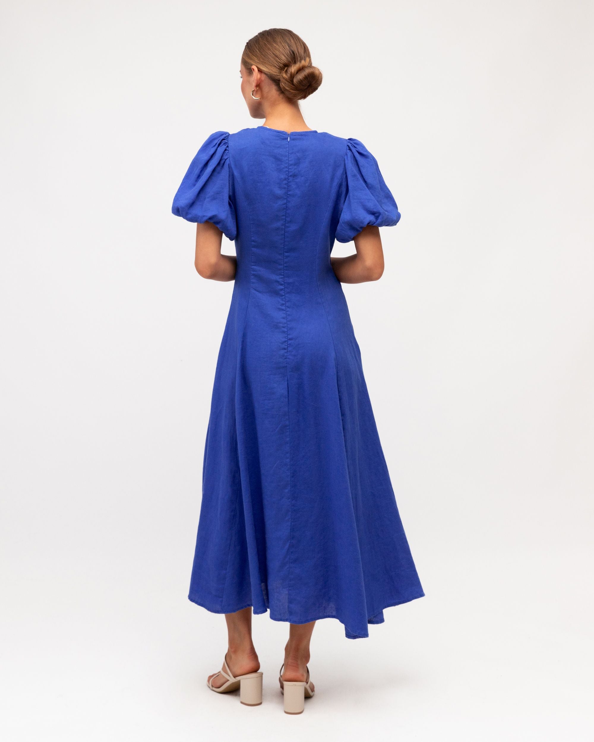 WHITE CLOSET / CHICA TWIST LINEN DRESS / COLBALT / TFL8545-27
