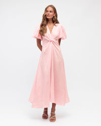 WHITE CLOSET / PINK TWIST LINEN DRESS / TFL8545-27