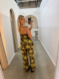 BY FRANKIE / CHOC - GREEN PALMA STRAPLESS TOP   / 521-20