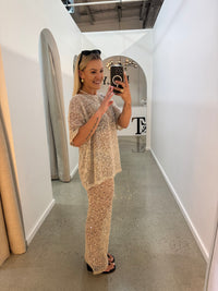 BY FRANKIE / SEQUINS KNIT PANT / BEIGE / 694-1