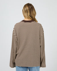 ALL ABOUT EVE / PALOMA LS STRIPE TEE / BROWN / 6479081
