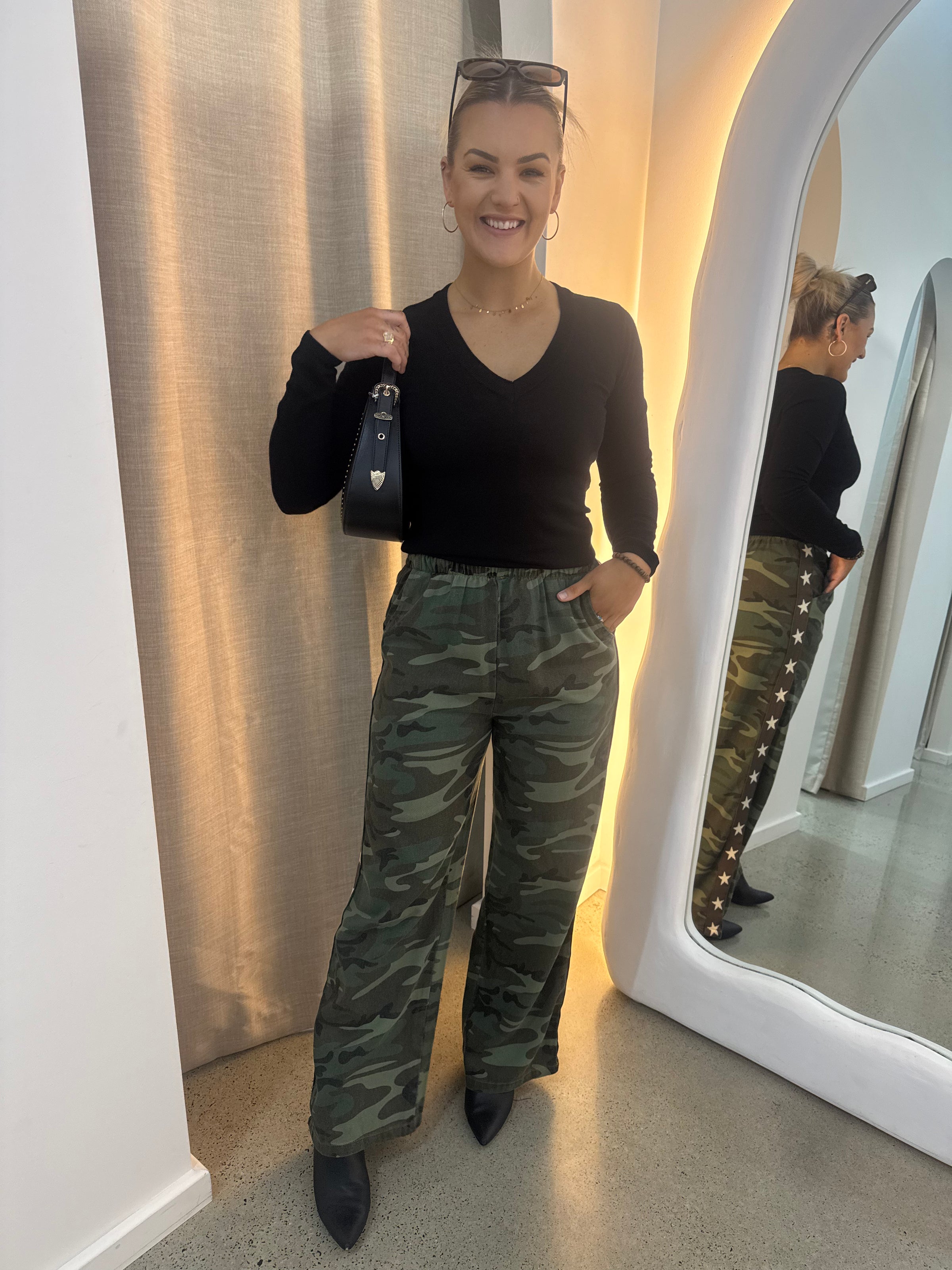 BY FRANKIE / CAMO BROWN RACER - STAR PANTS / 526-40