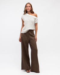 WHITE CLOSET / STRIPPED OUT ONE SHOULDER TOP / TF11513