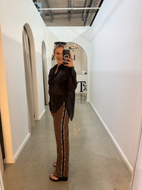 BY FRANKIE / CHOCOLATE- LEOPARD STRIPE PANTS / 987-3