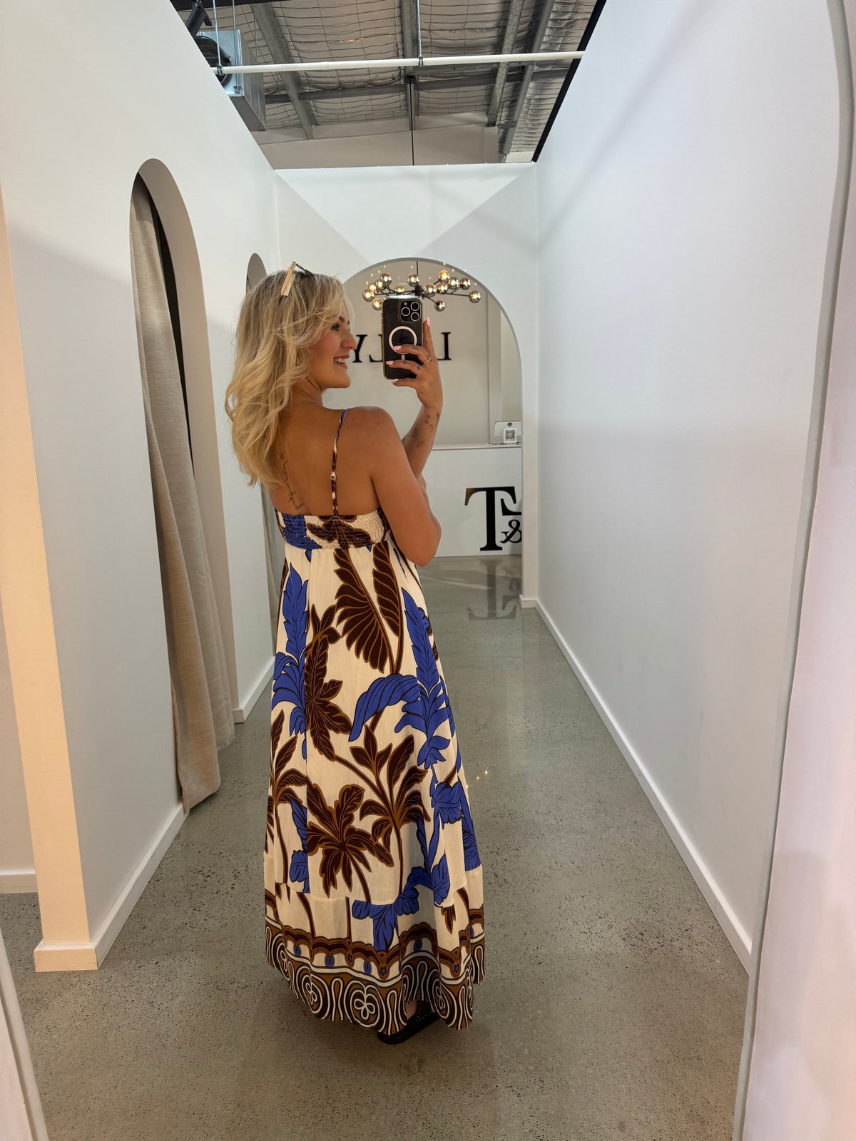 BY FRANKIE / CHOC - BLUE PALM DRESS / 902-28