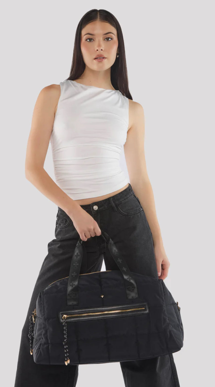 PETE+ JAIN / LITA PADDED OVERNIGHT BAG / BLACK