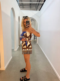 BY FRANKIE / CHOC - BLUE PALM SHORTS / 739-15