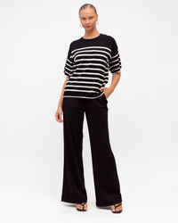 WHITE CLOSET / SADIE KNIT BLACK WHITE STRIPE / TF11677