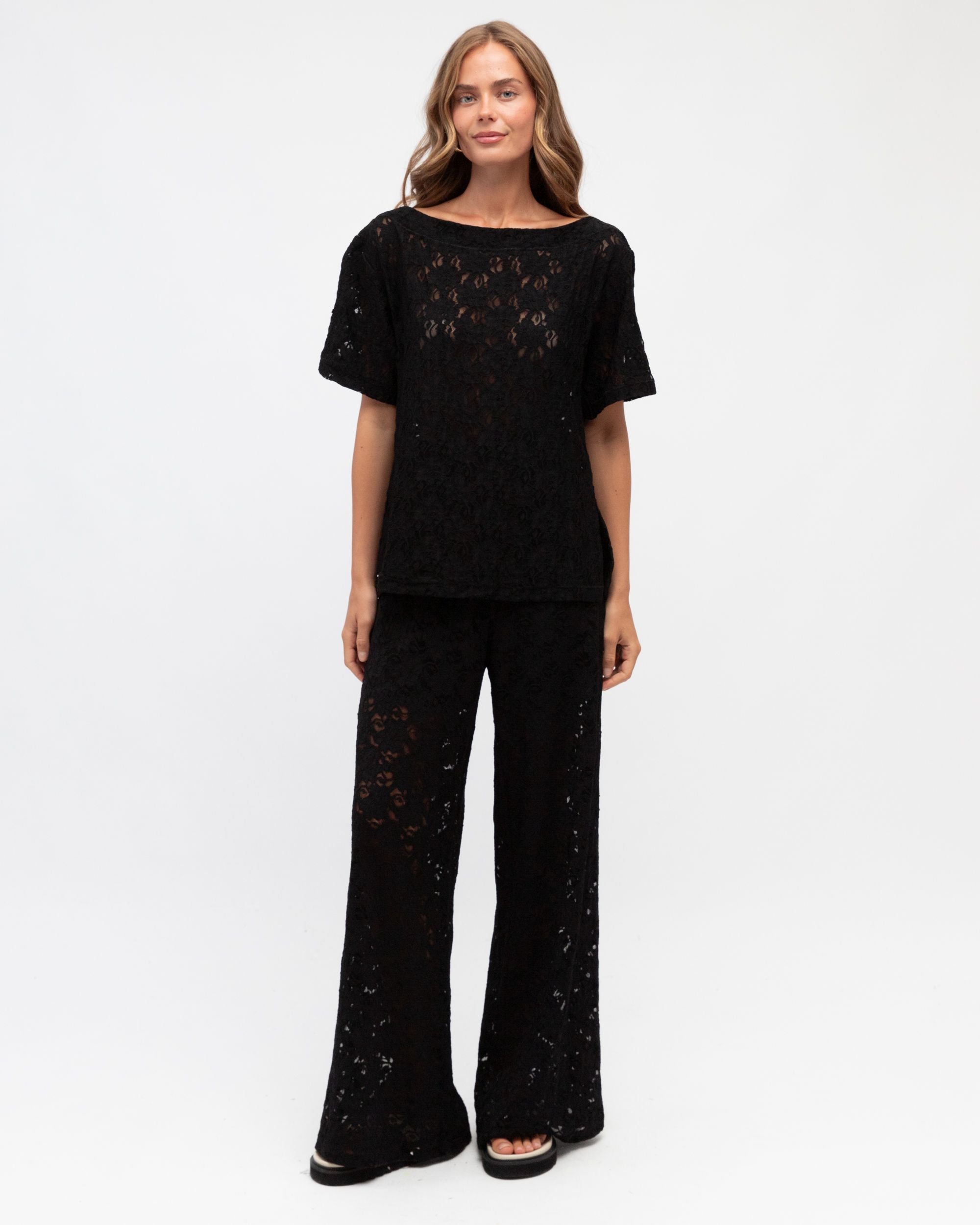 WHITE CLOSET / JENNA LACE TEE / BLACK / TF10936-2