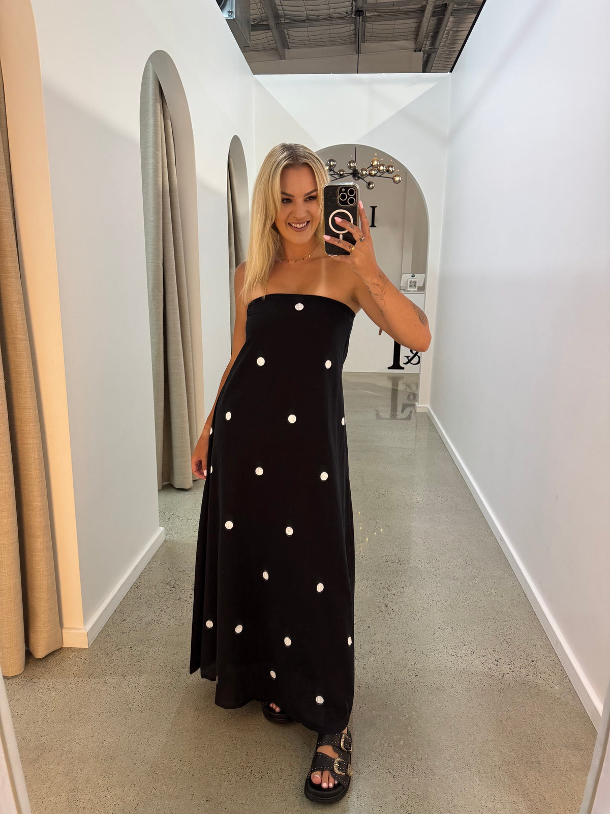 BY FRANKIE / BLACK POLKA STRAPLESS DRESS / 930-61