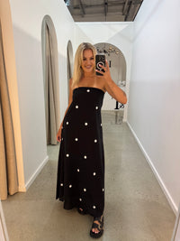 BY FRANKIE / BLACK POLKA STRAPLESS DRESS / 930-61
