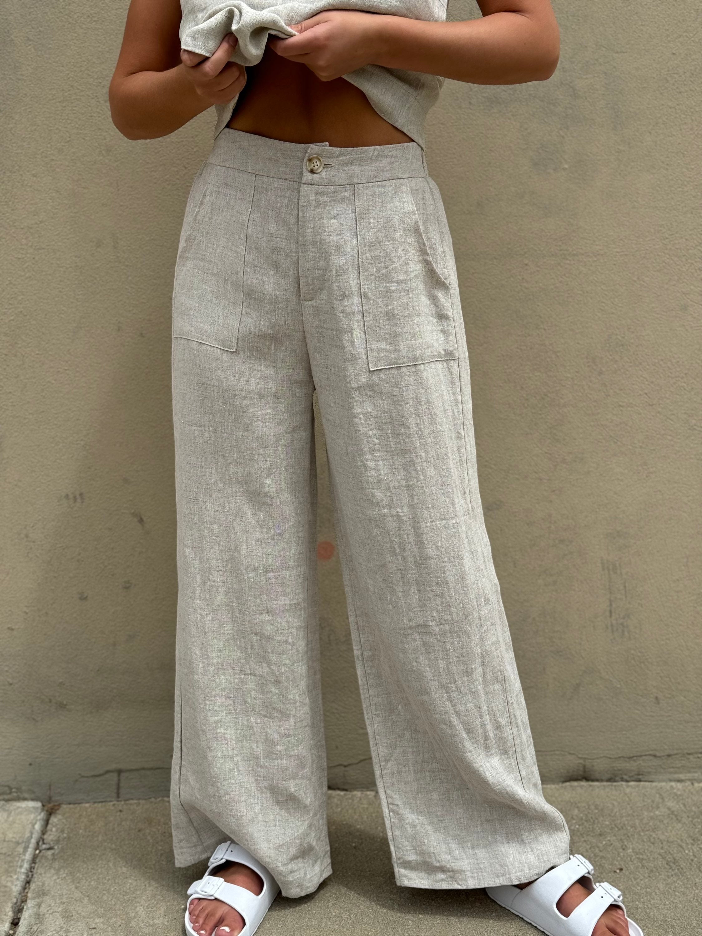 LITTLE LIES / JUDE LINEN PANTS / OATMEAL