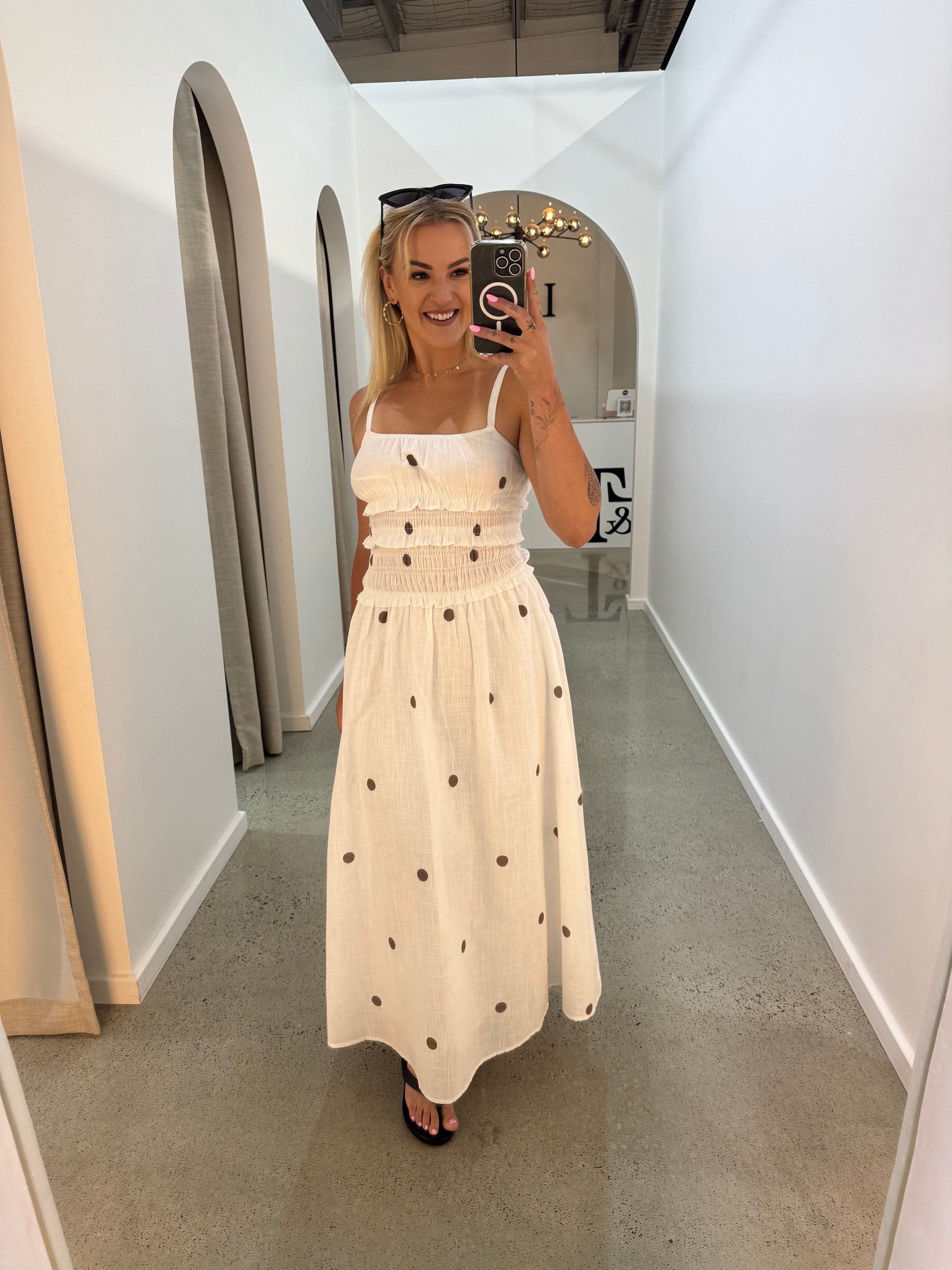 BY FRANKIE / WHITE POLKA MAXI DRESS / 290-2