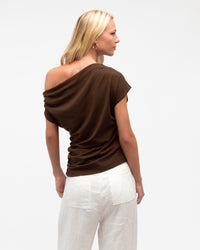 WHITE CLOSET / CHOCOLATE ONE SHOULDER TOP / TF11517