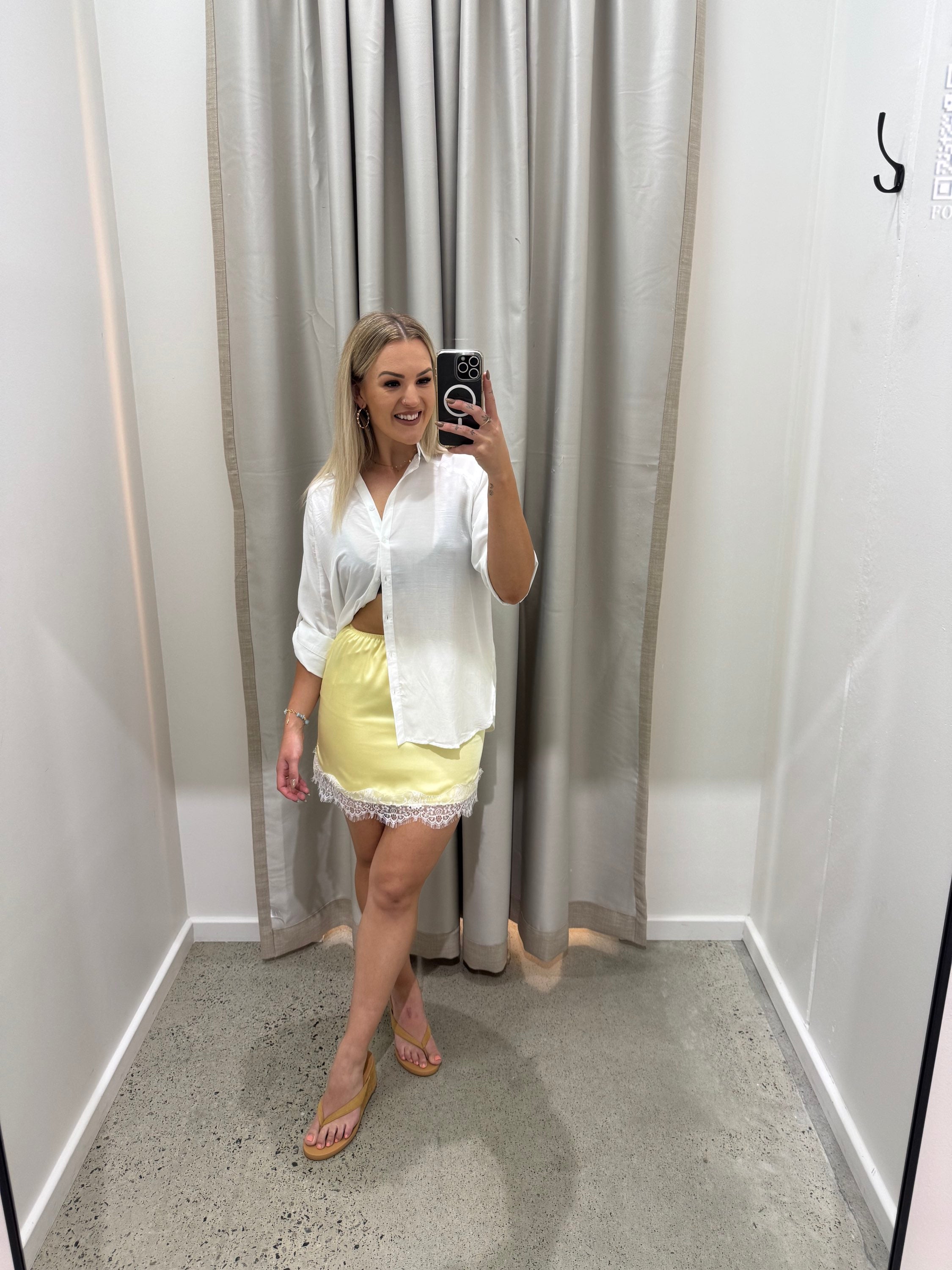 BY FRANKIE / LEMON CUPRO WHITE LACE TRIM SKIRT / 48-2