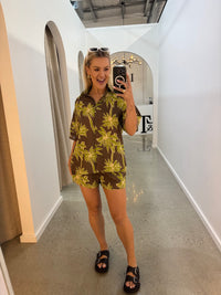 BY FRANKIE / CHOC - GREEN PALMA SHIRT / 10-8