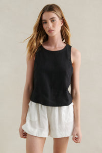 LITTLE LIES / JUDE LINEN TOP / BLACK