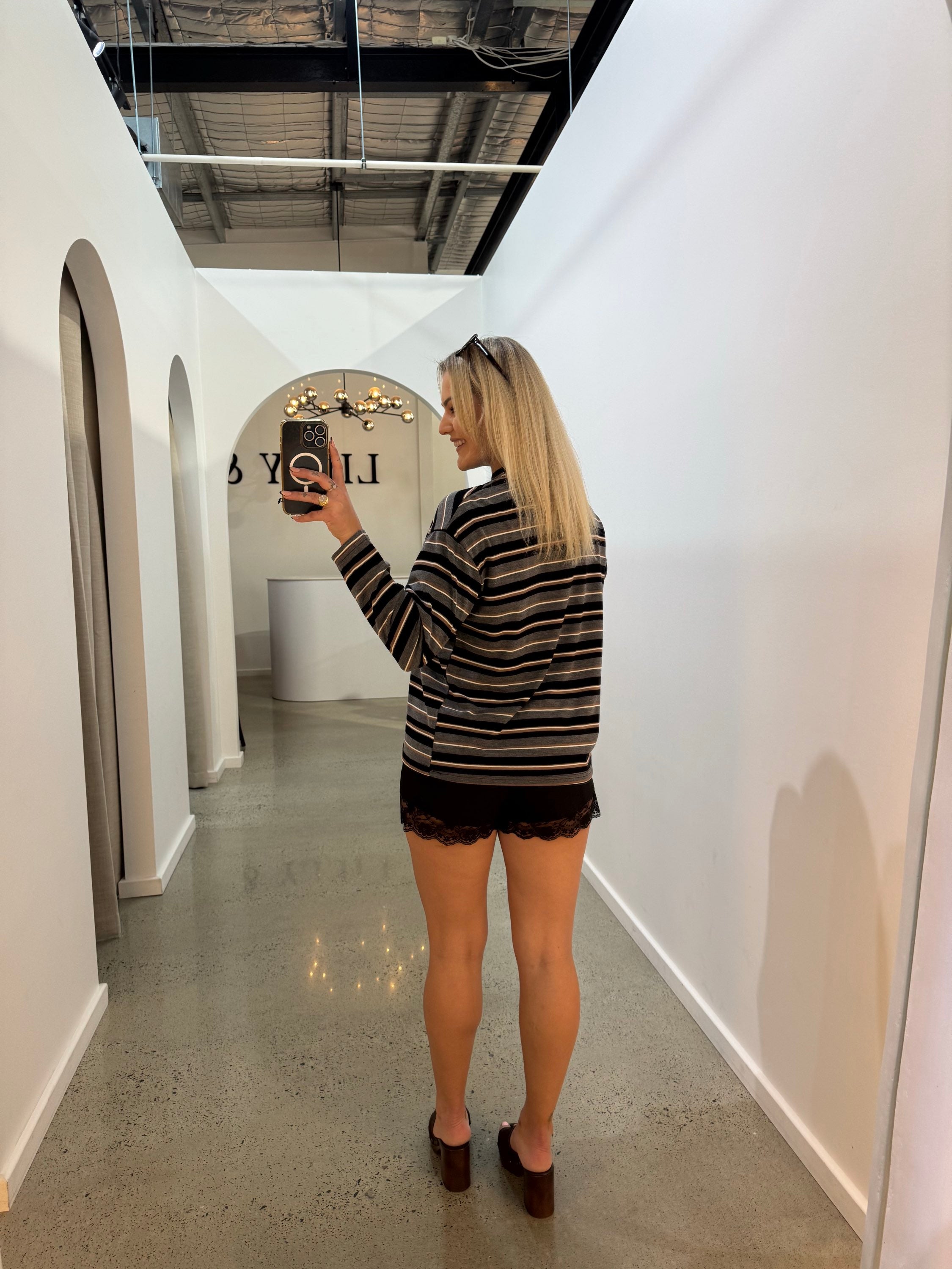 BY FRANKiE / BLACK STRIPED L/S TEE / 971-1