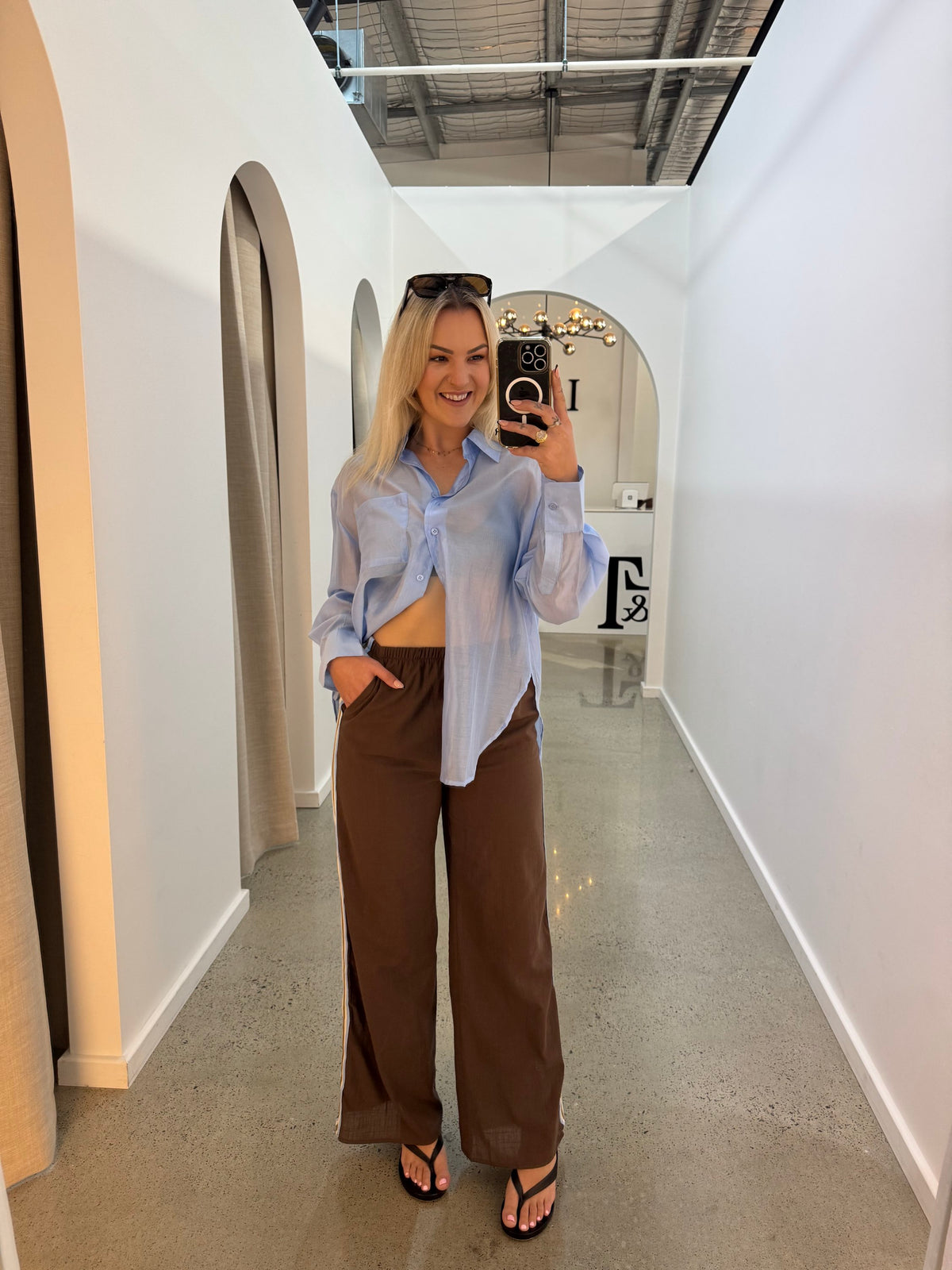 BY FRANKIE / CHOCOLATE BLUE RACER STRIPE PANT / 987-2