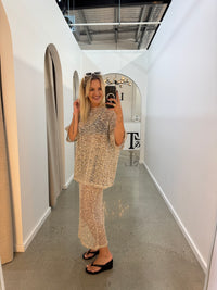 BY FRANKIE / SEQUINS KNIT SKIRT / BEIGE  / 163-2