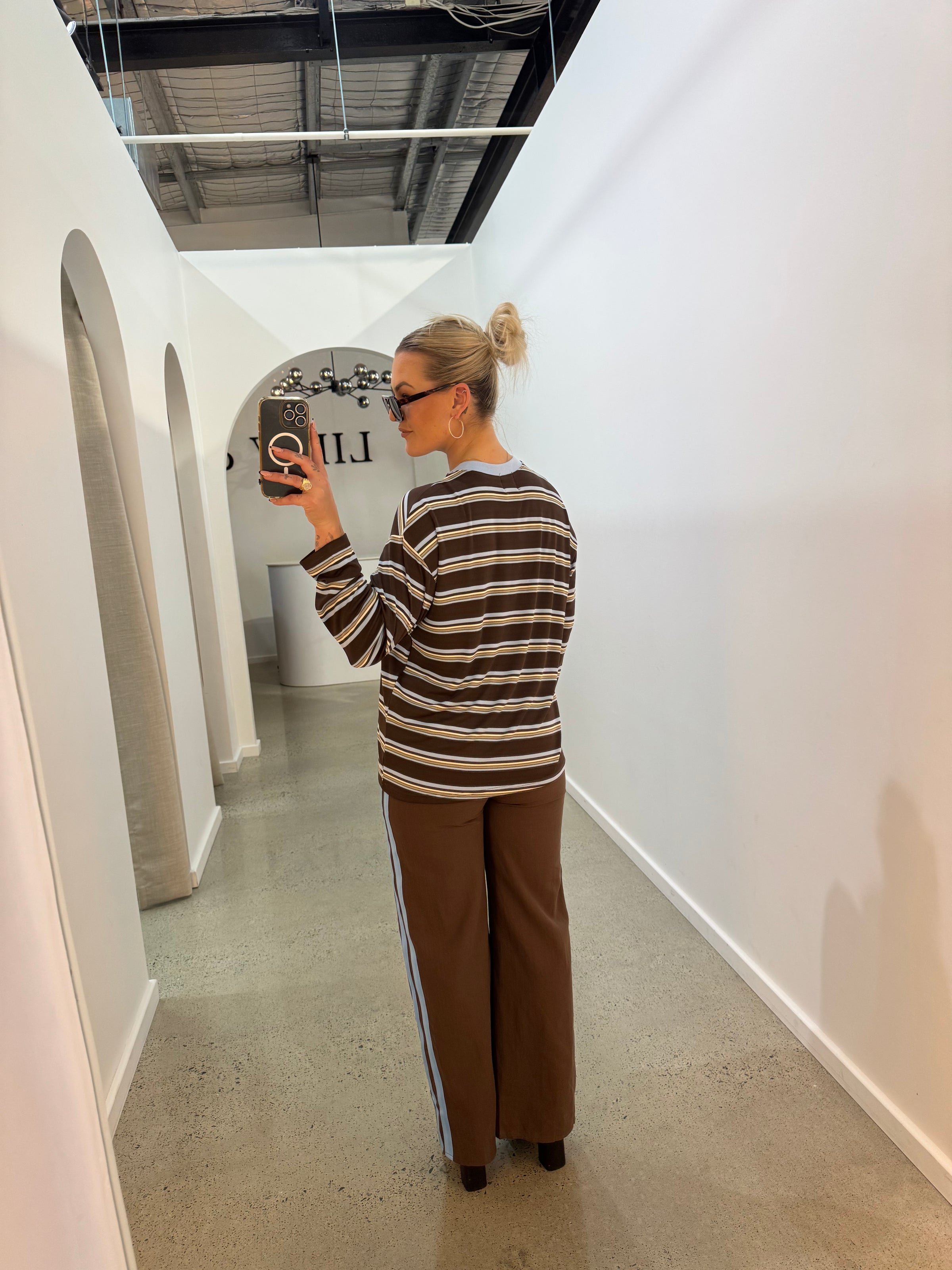 BY FRANKIE / CHOCOLATE - BLUE STRIPE TOP / 981-1