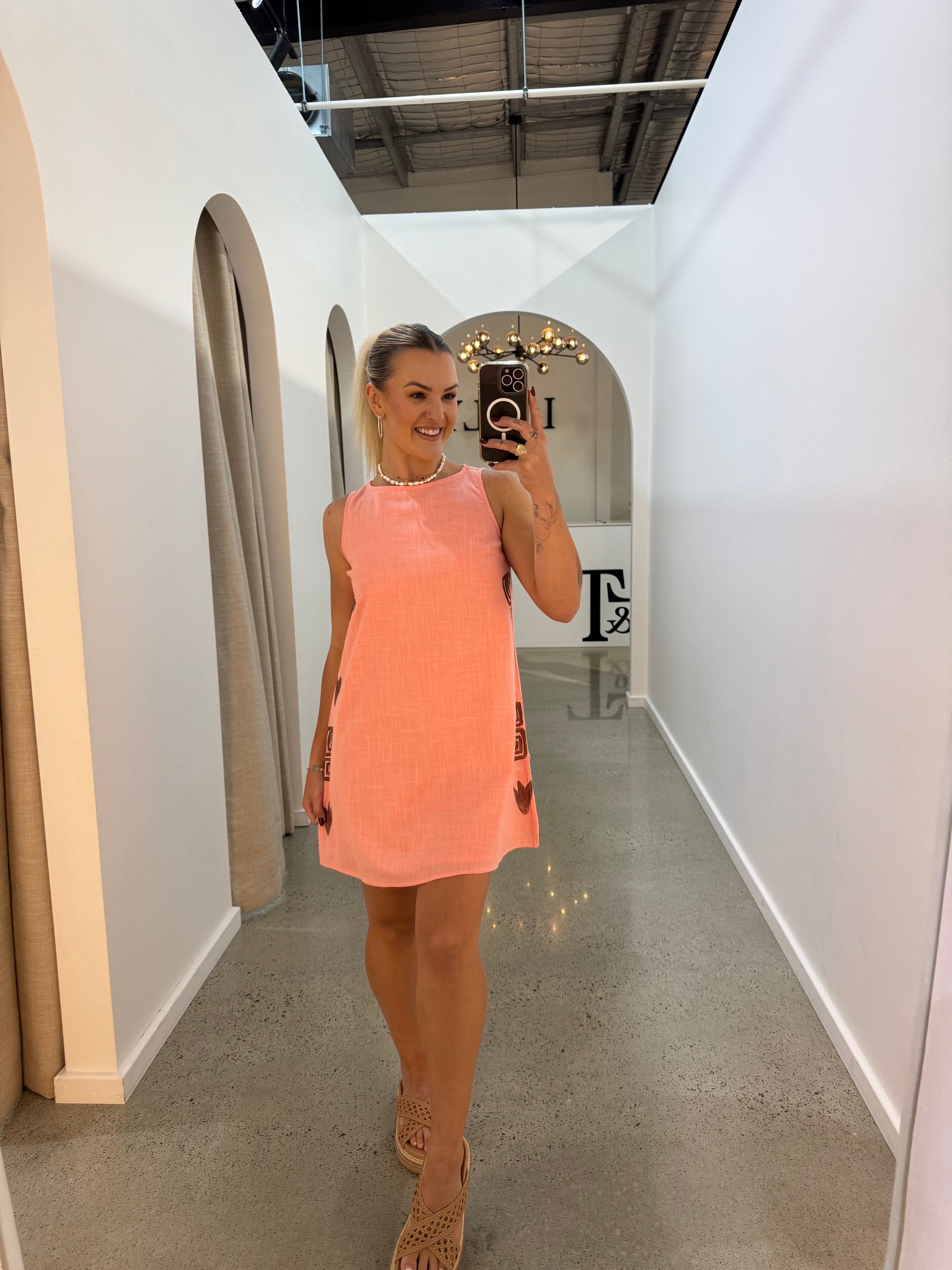 BY FRANKIE / PEACH CHOC SIDE PANEL SHIFT DRESS / 144-11