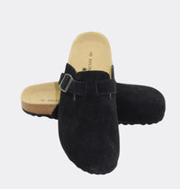 HUMAN / LARA SLIDE / BLACK SUEDE