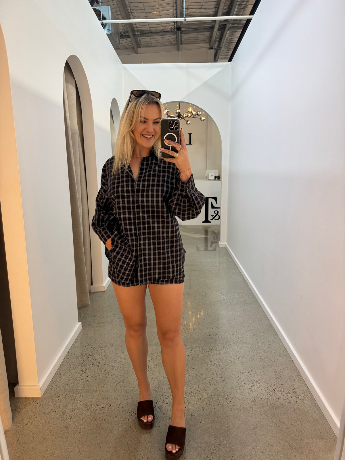 BY FRANKIE / BLACK / WHITE PLAID SHORTS / 939-1