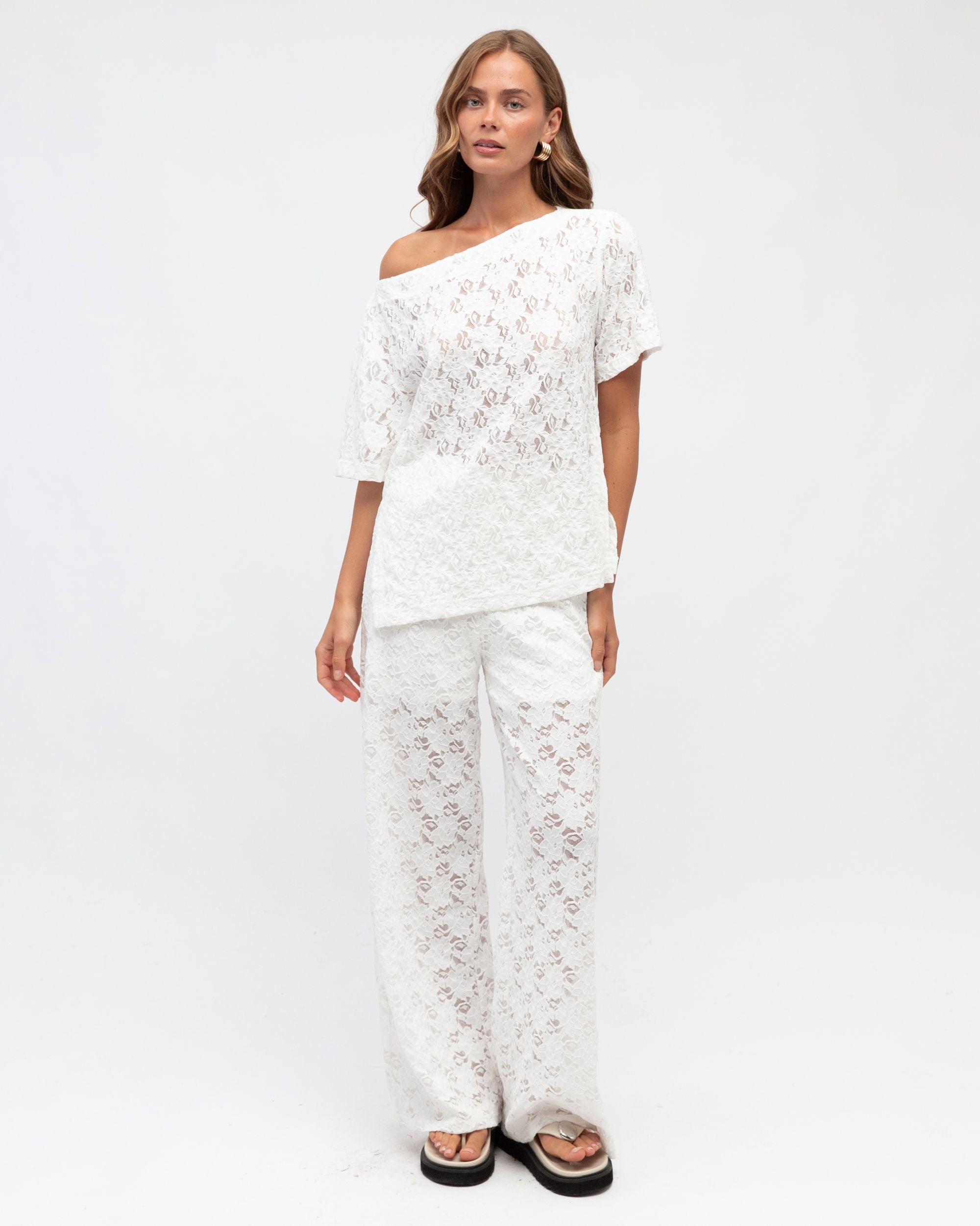 WHITE CLOSET / JENNA LACE TEE / IVORY/ TF10936-2