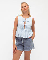 PAPER HEART / PLEAT TO PERFECTION TOP / BLUE / PH11919