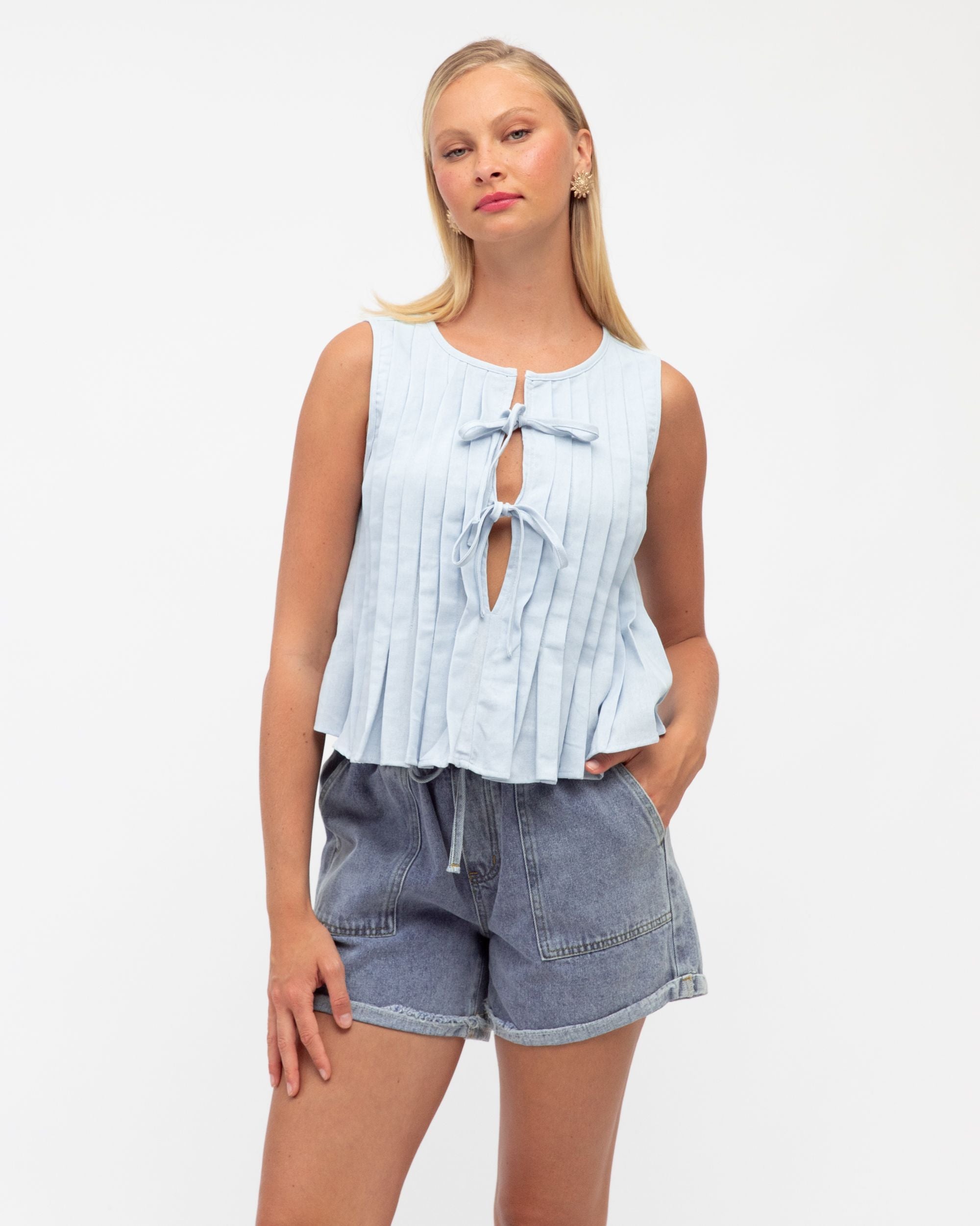 PAPER HEART / PLEAT TO PERFECTION TOP / BLUE / PH11919
