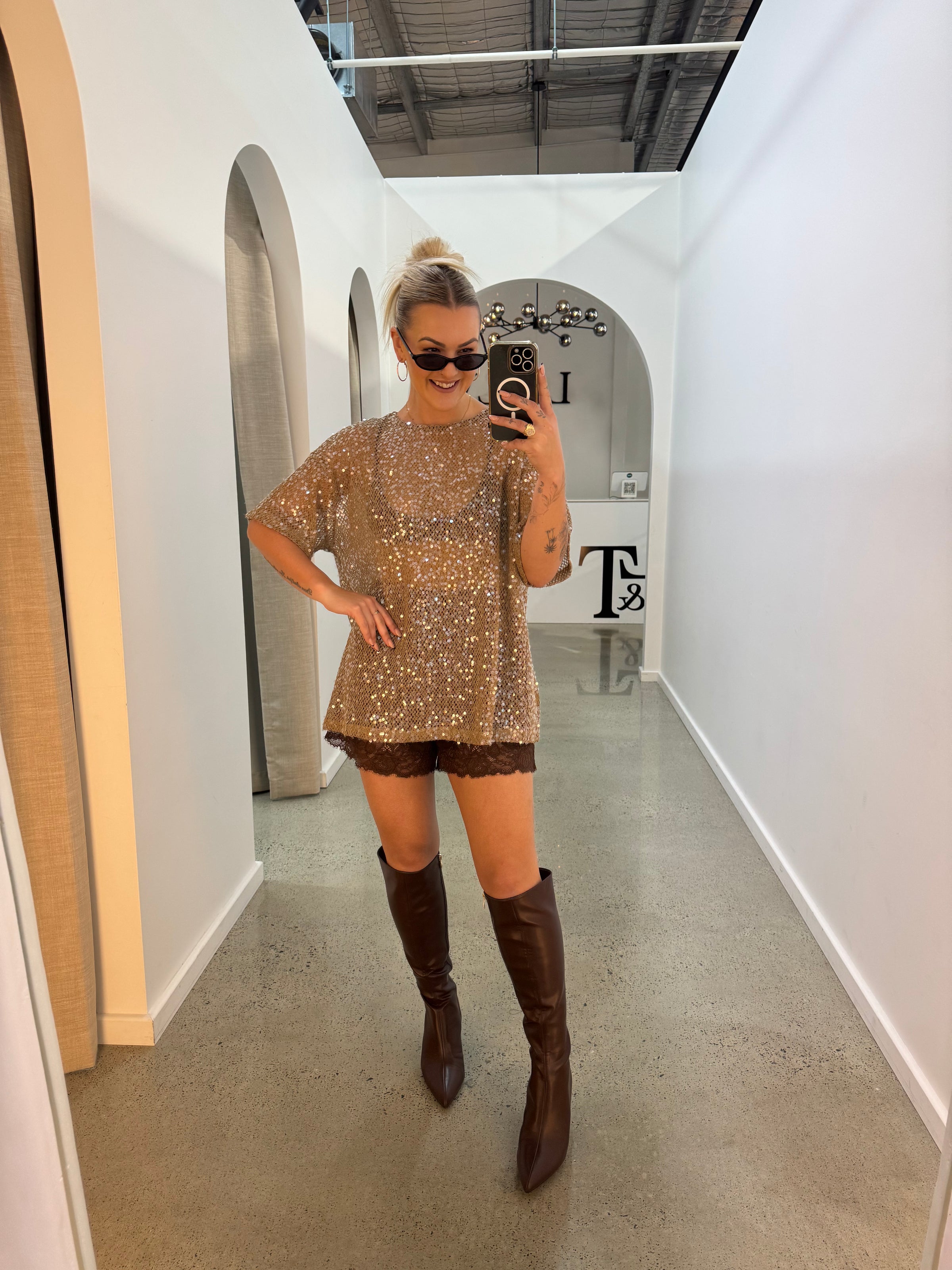 BY FRANKIE / CHOCOLATE SEQUINS TOP / 231-16