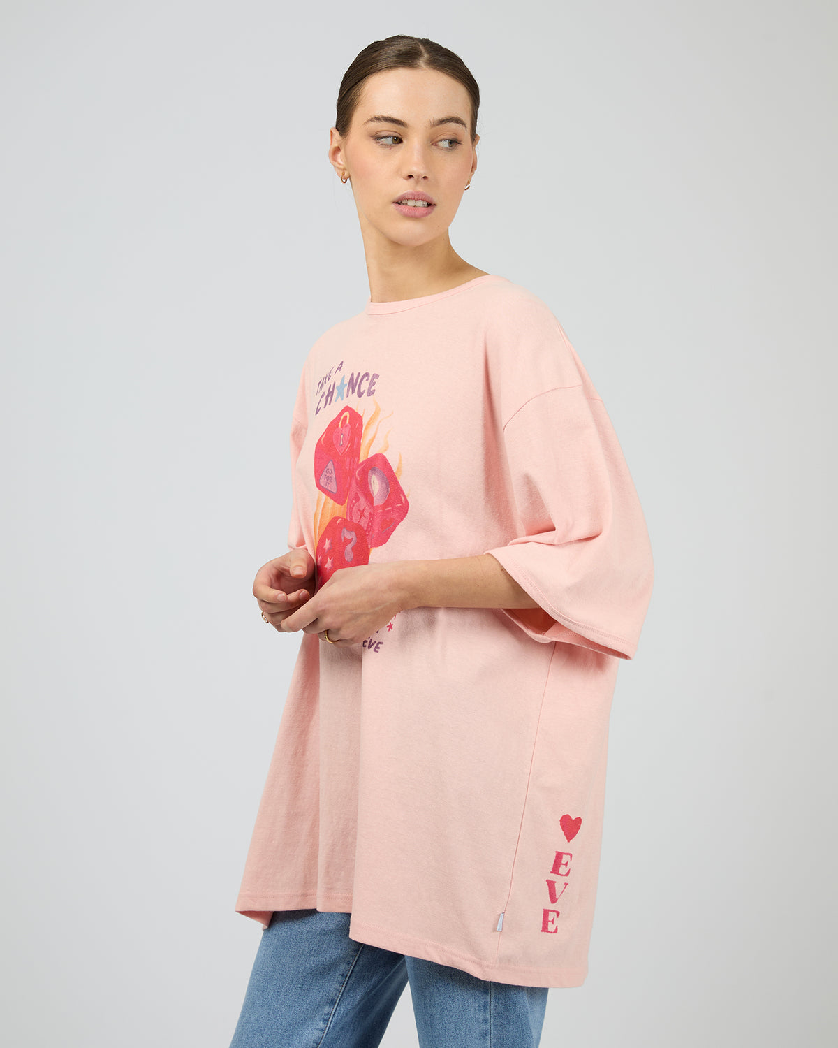 ALL ABOUT EVE / SNAKE EYES OVERSIZED TEE / PINK / 6469033