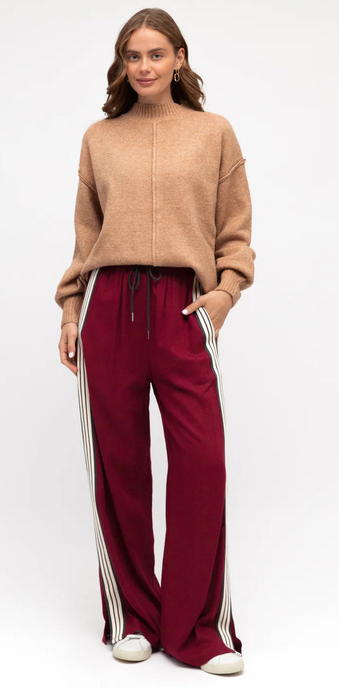 LABEL OF LOVE / STRIPPED PANTS / MAROON / LOL21654-2