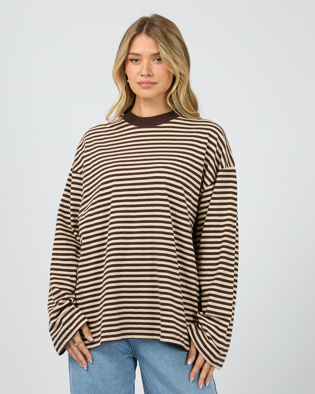 ALL ABOUT EVE / PALOMA LS STRIPE TEE / BROWN / 6479081